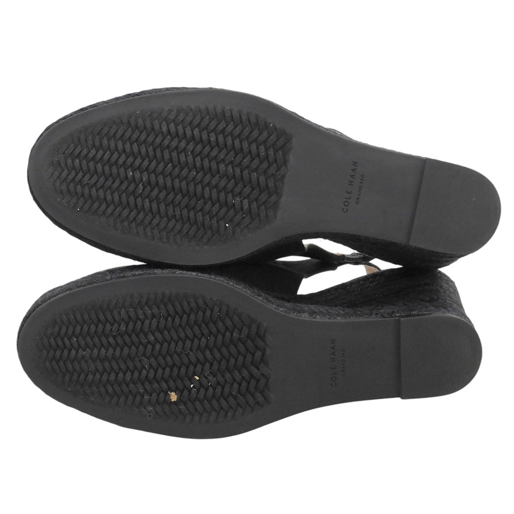 COLE HAAN コールハーン 美品 クラウドフィール エスパドリーユ ウェッジパンプス シューズ レディース 黒 ブラック 5 1/2B W26929 シューズ