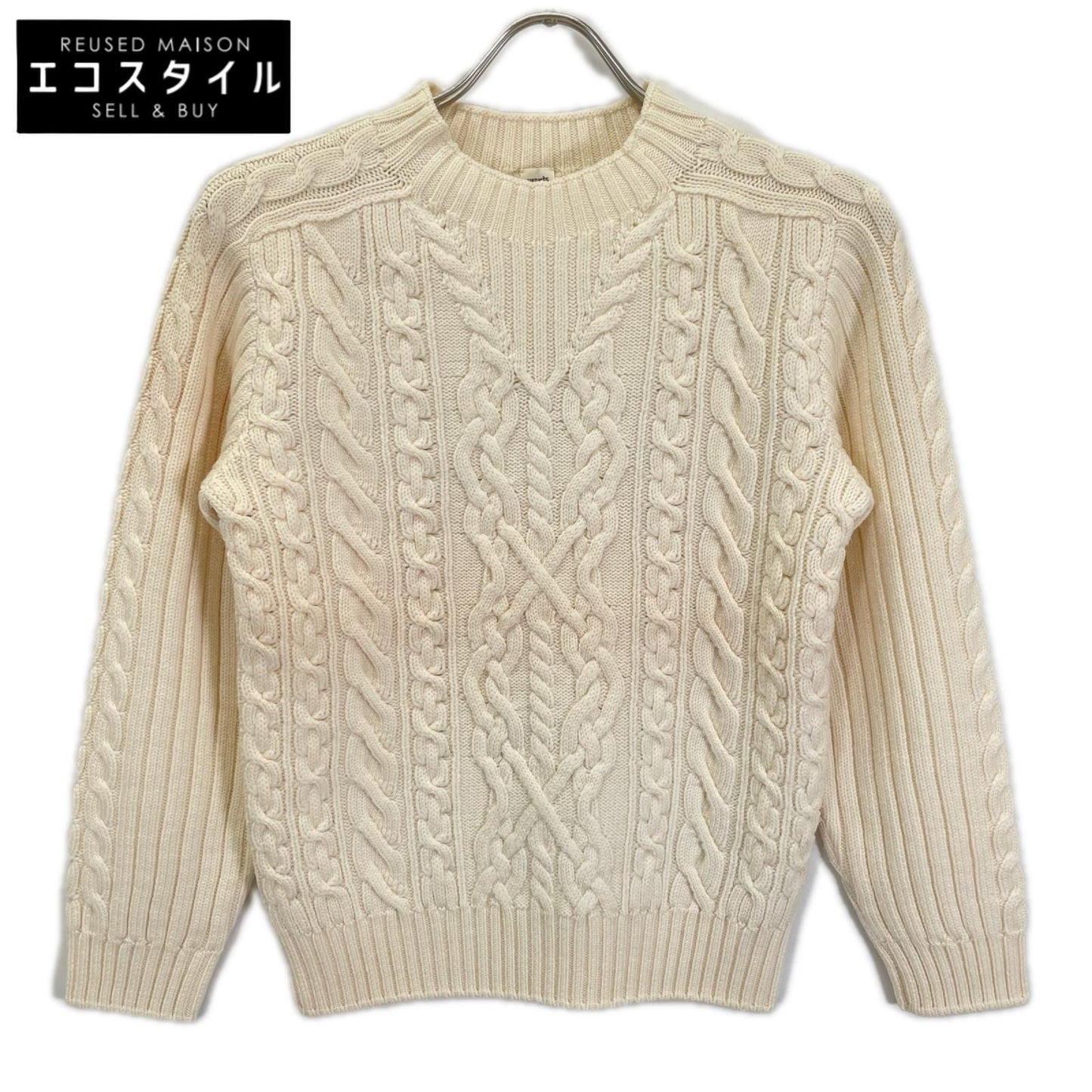 HERMES エルメス 97-7703 カシミヤ ボトルネック アランニット トップス