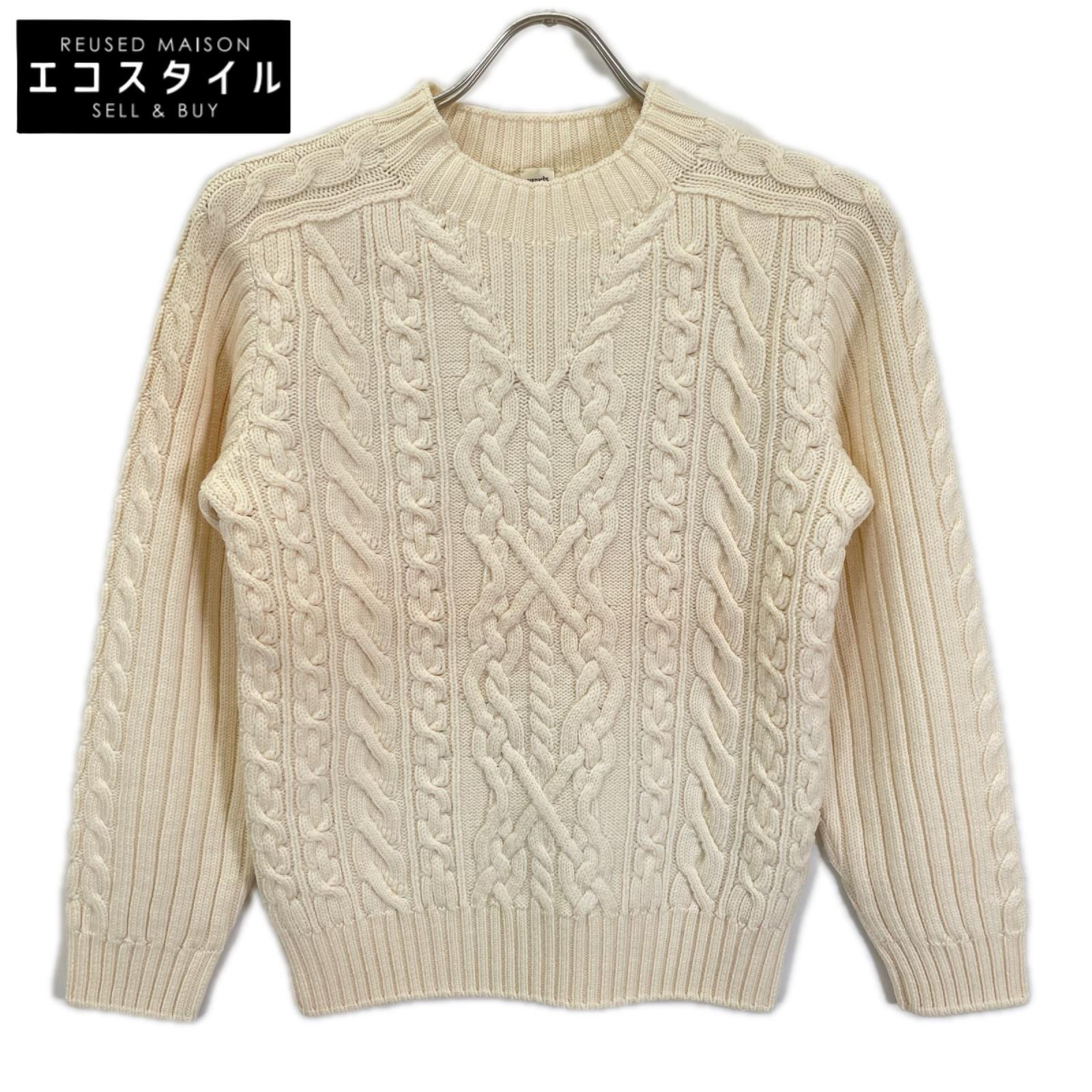HERMES エルメス 97-7703 カシミヤ ボトルネック アランニット トップス