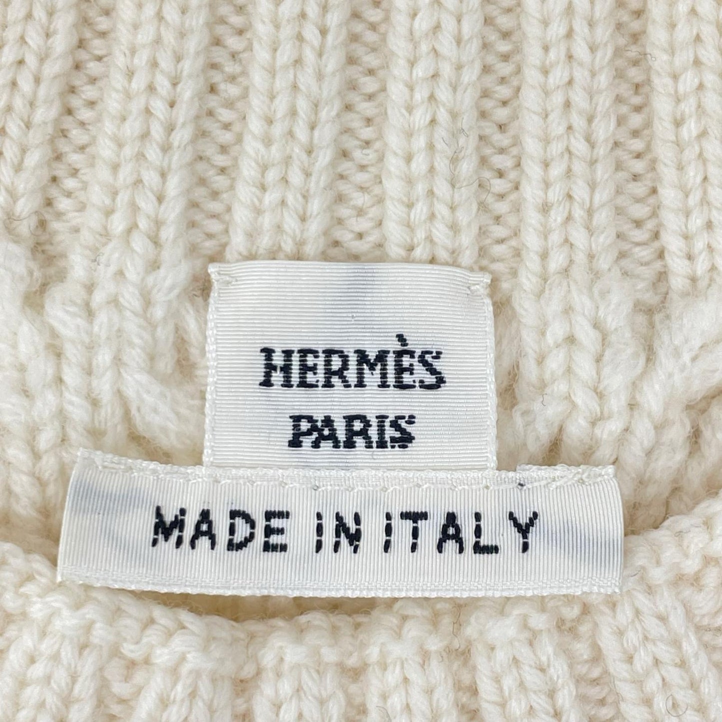 HERMES エルメス 97-7703 カシミヤ ボトルネック アランニット トップス