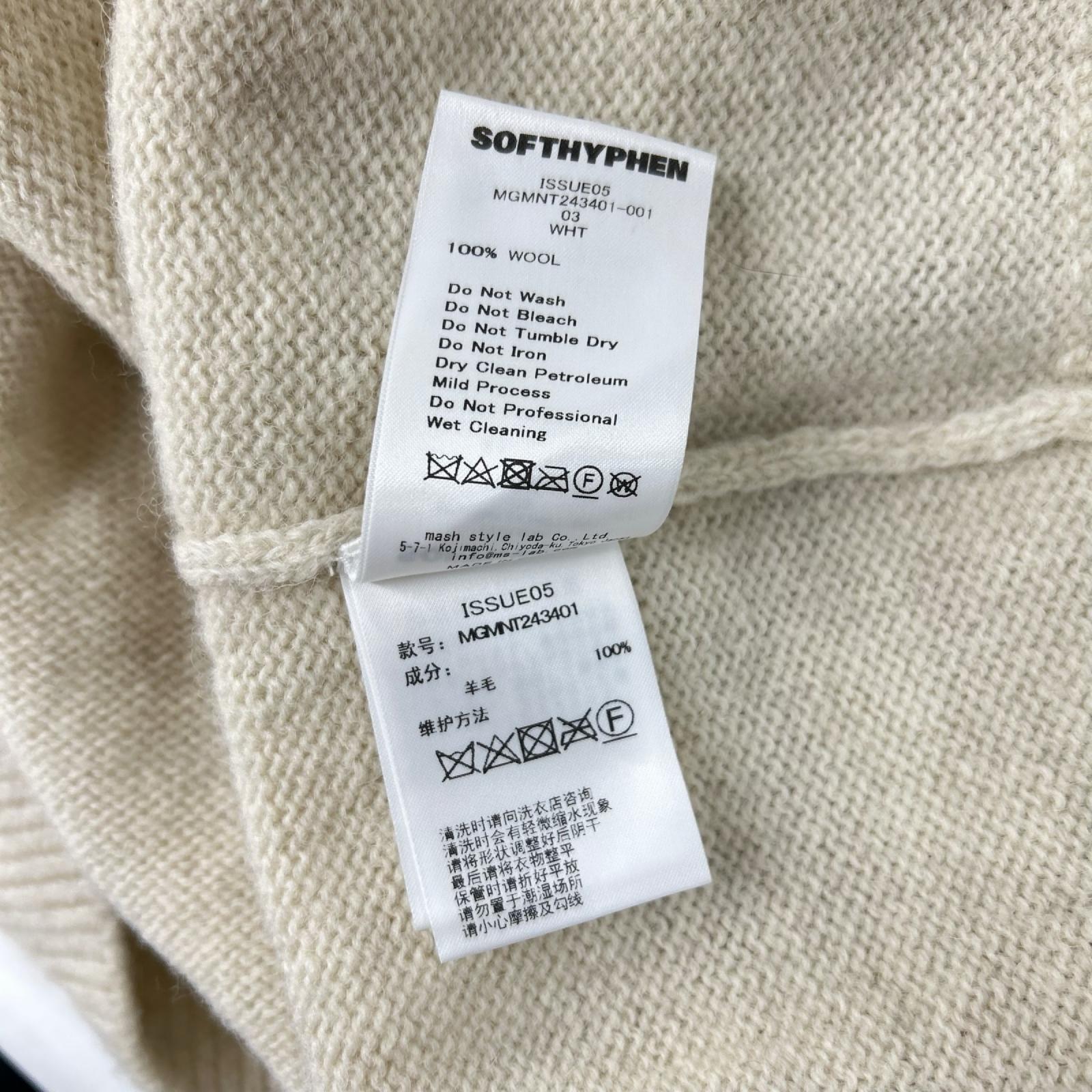 SOFTHYPHEN ソフトハイフン MGMNT243401-001 ベージュ オープンショルダー クルーネックニット トップス