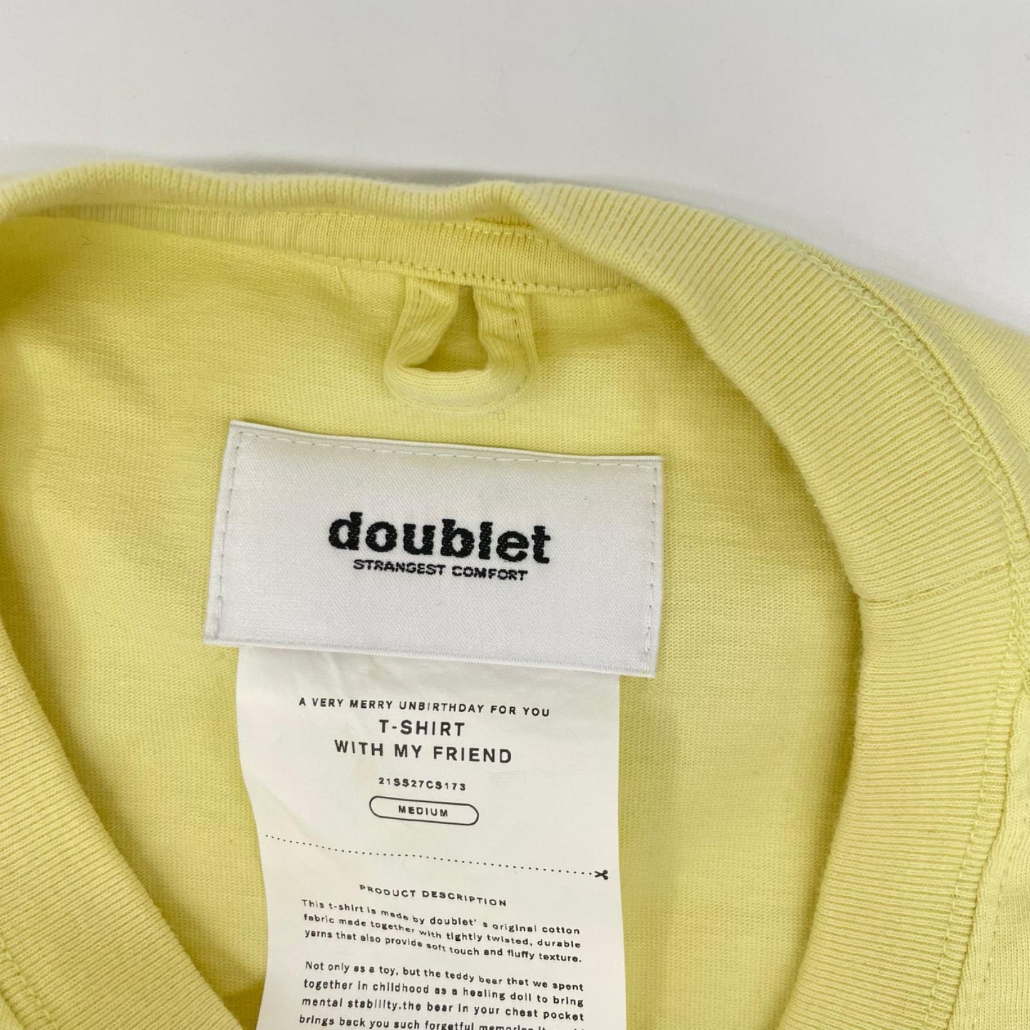 doublet ダブレット 21SS27CS173 WITH MY FRIEND イエロー ベアアップリケ Tシャツ トップス