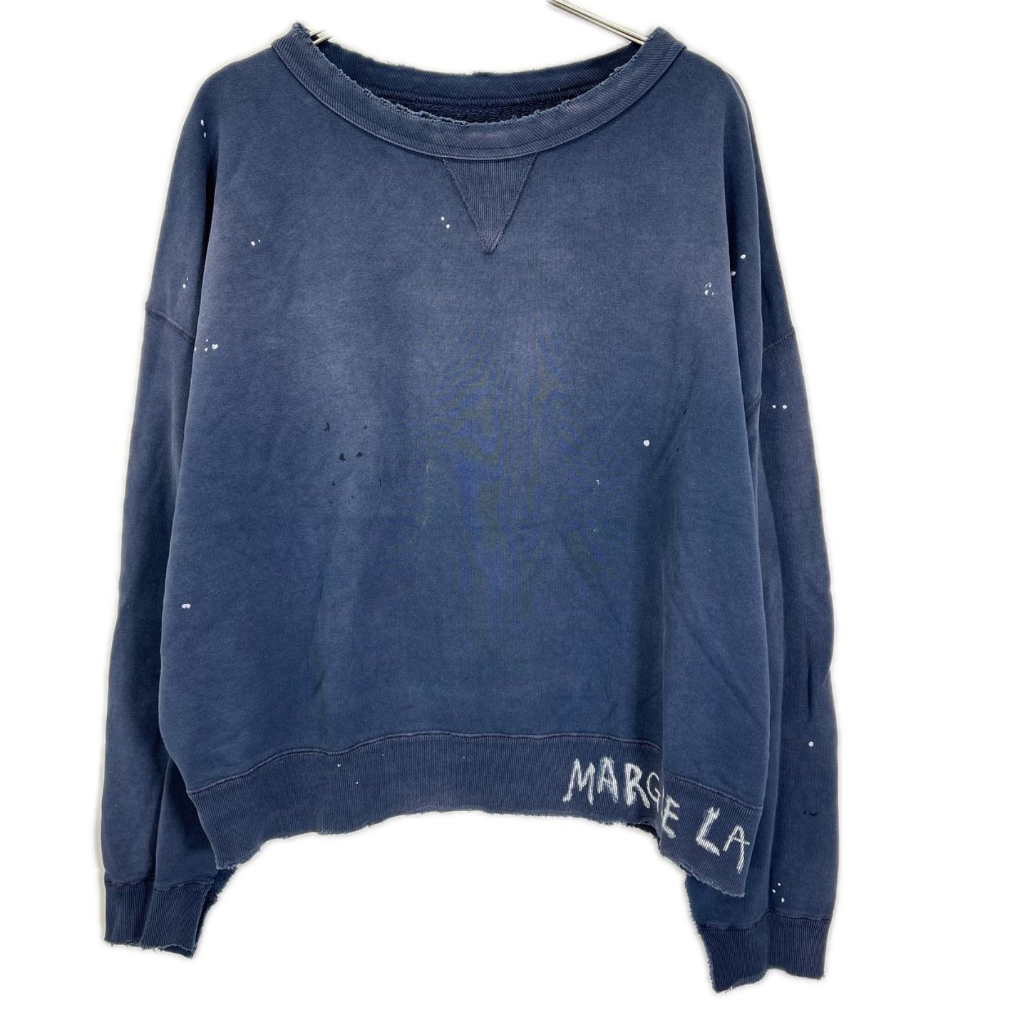 Maison margiela メゾンマルジェラ S50GU0214 ネイビー ロゴ ペンキ クラッシュ加工 スウェット トップス