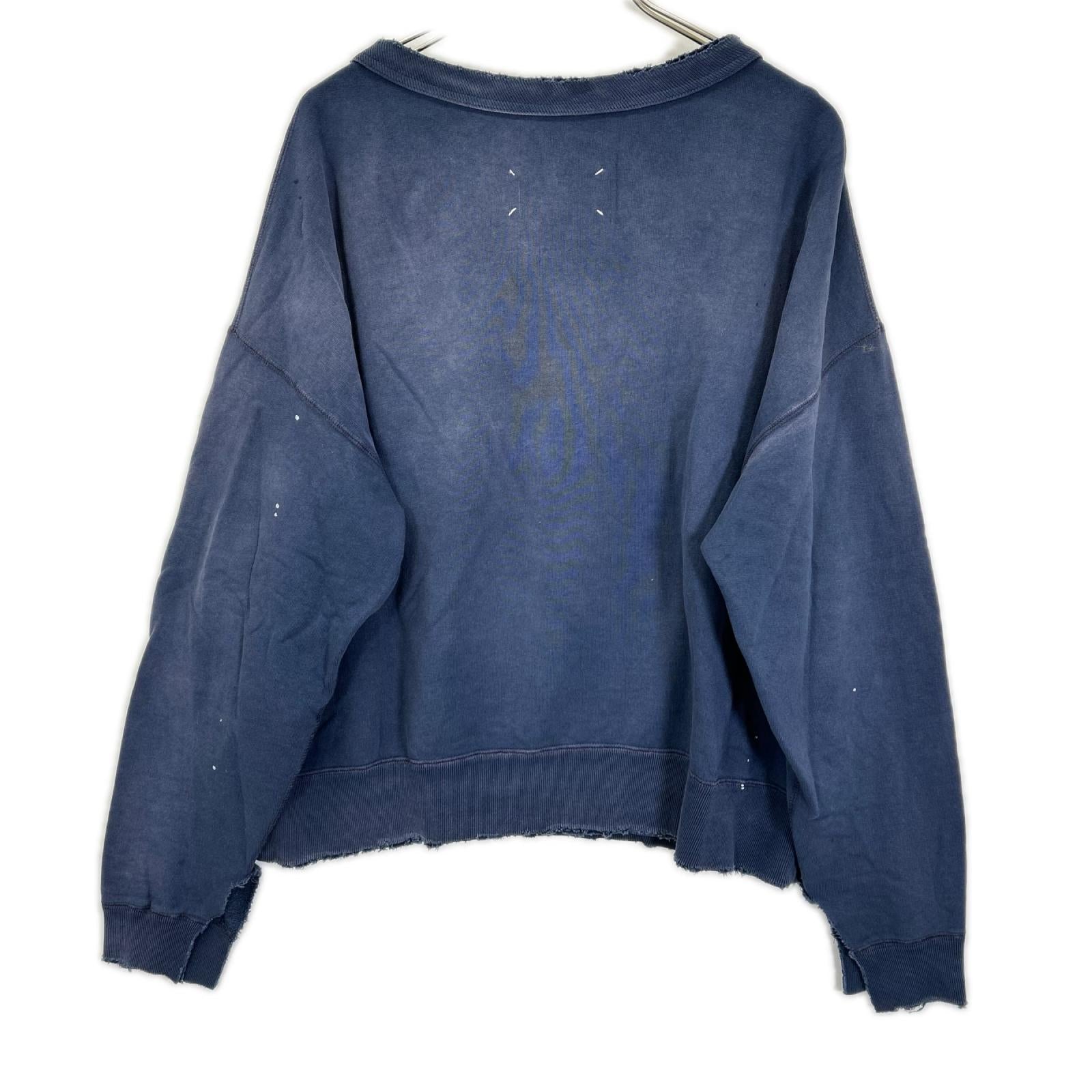 Maison margiela メゾンマルジェラ S50GU0214 ネイビー ロゴ ペンキ クラッシュ加工 スウェット トップス