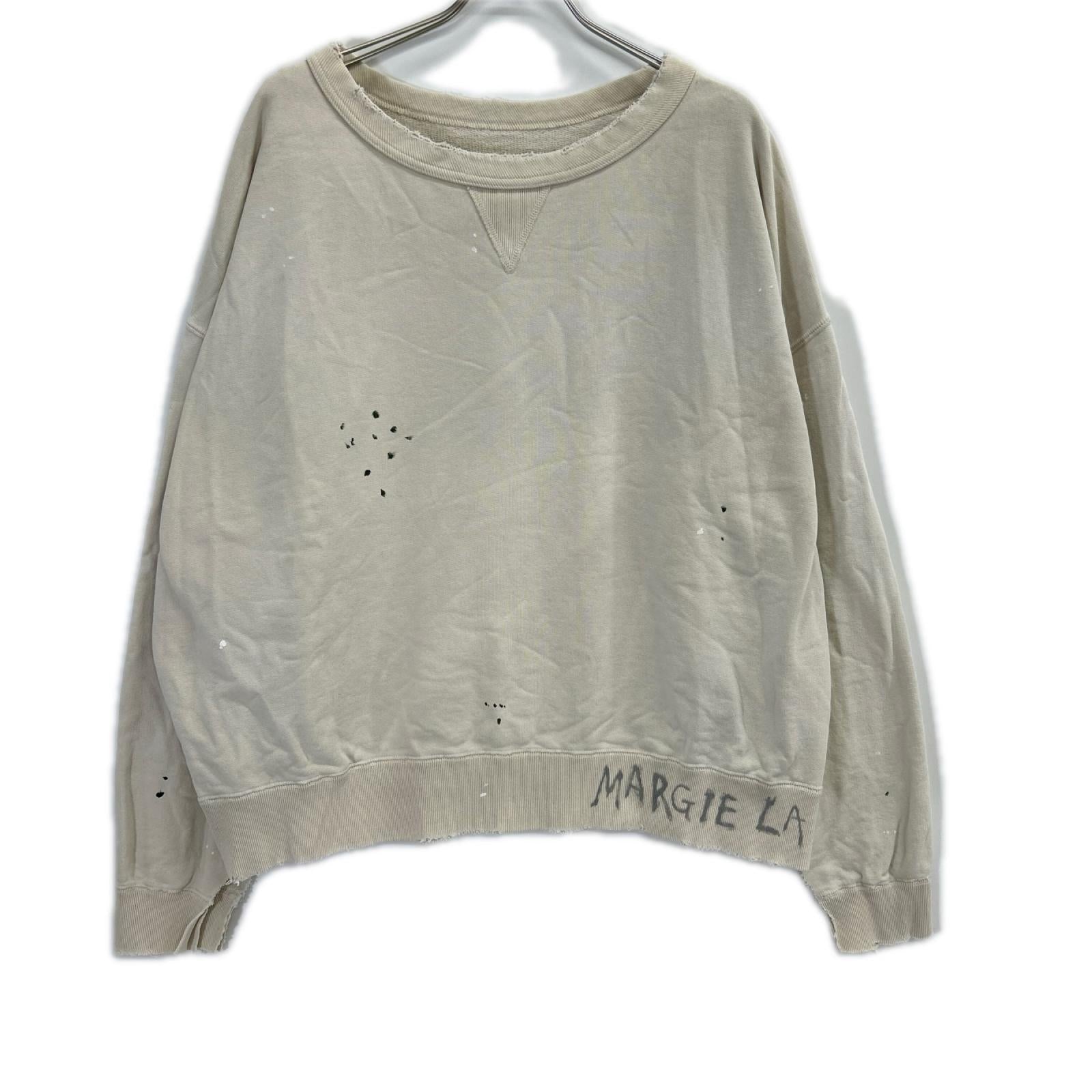 Maison margiela メゾンマルジェラ S50GU0214 ベージュ ロゴ ペンキ クラッシュ加工 スウェット トップス