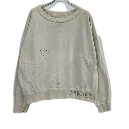 Maison margiela メゾンマルジェラ S50GU0214 ベージュ ロゴ ペンキ クラッシュ加工 スウェット トップス