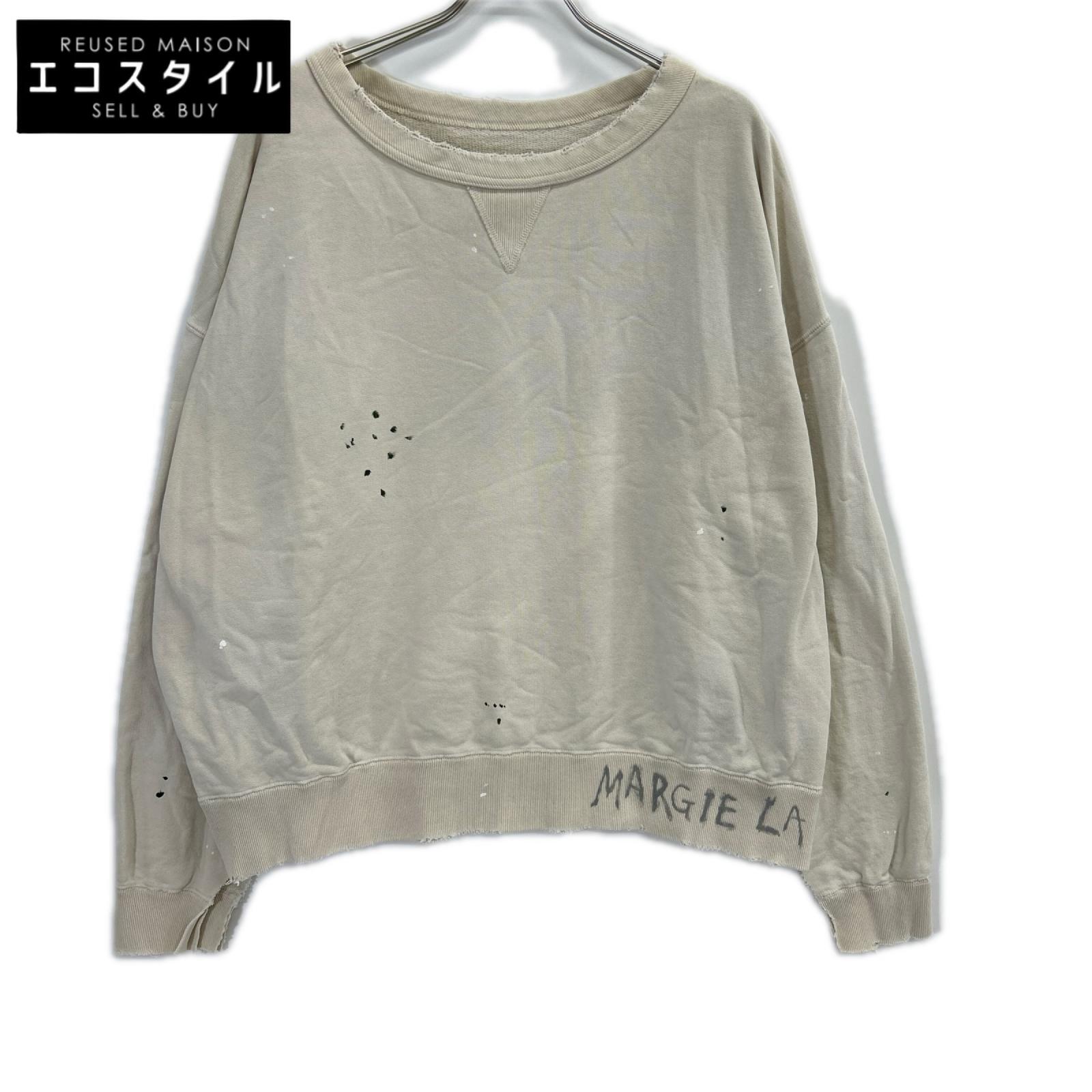 Maison margiela メゾンマルジェラ S50GU0214 ベージュ ロゴ ペンキ クラッシュ加工 スウェット トップス
