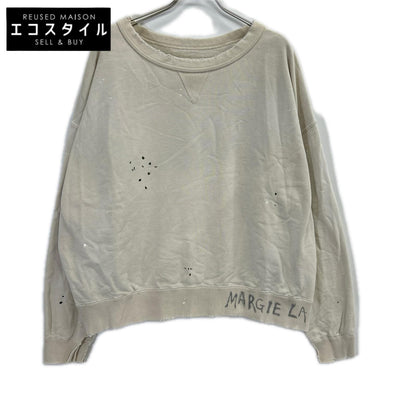 Maison margiela メゾンマルジェラ S50GU0214 ベージュ ロゴ ペンキ クラッシュ加工 スウェット トップス