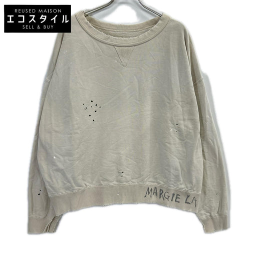 Maison margiela メゾンマルジェラ S50GU0214 ベージュ ロゴ ペンキ クラッシュ加工 スウェット トップス