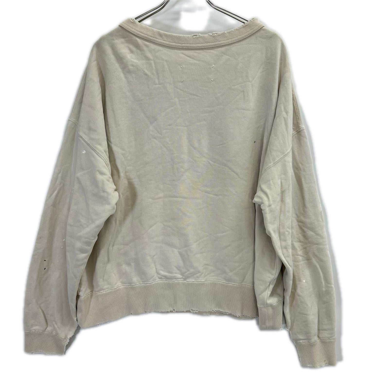 Maison margiela メゾンマルジェラ S50GU0214 ベージュ ロゴ ペンキ クラッシュ加工 スウェット トップス
