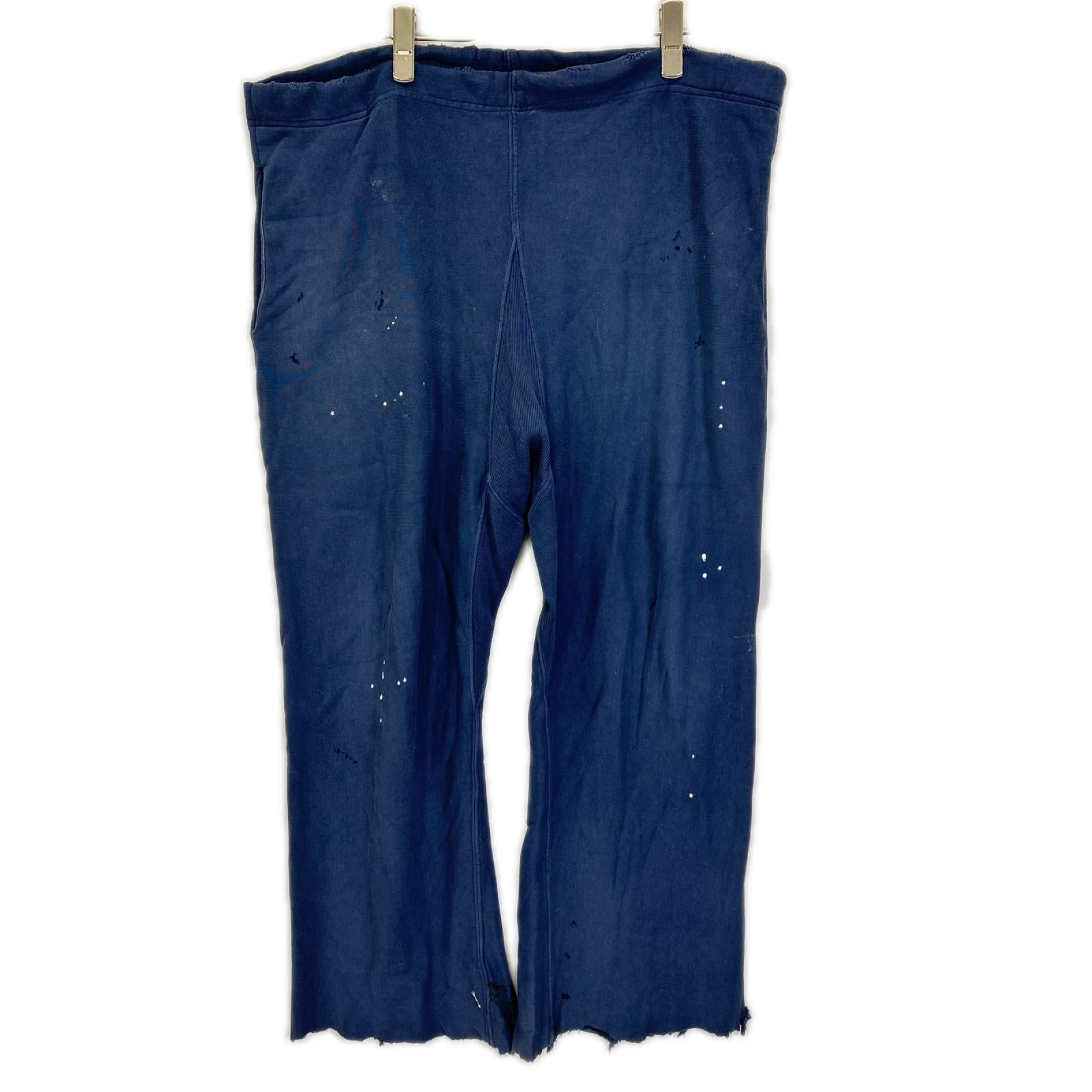 Maison margiela メゾンマルジェラ S50KA0641 ネイビー ロゴ ペンキ クラッシュ加工 スウェットパンツ ボトムス