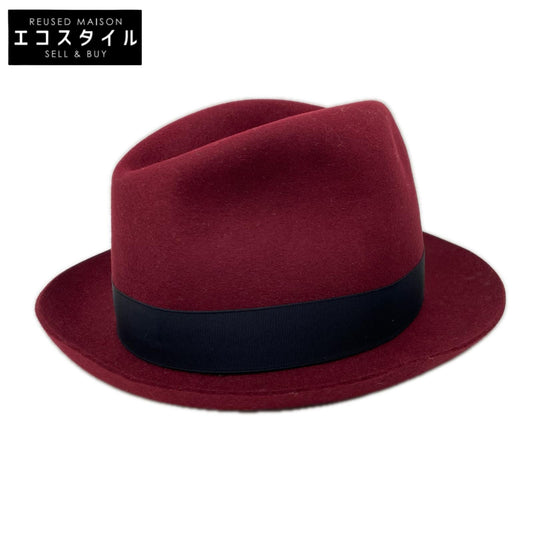 Borsalino ボルサリーノ ボルドー ラビットファー 中折れハット 帽子