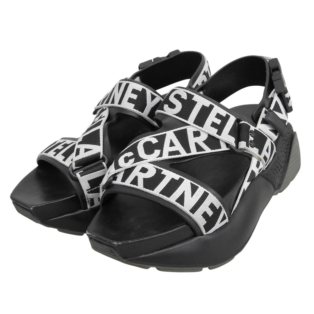 STELLA McCARTNEY ステラマッカートニー ロゴテープ テックプラットフォームサンダル シューズ レディース 黒 ブラック 38 シューズ