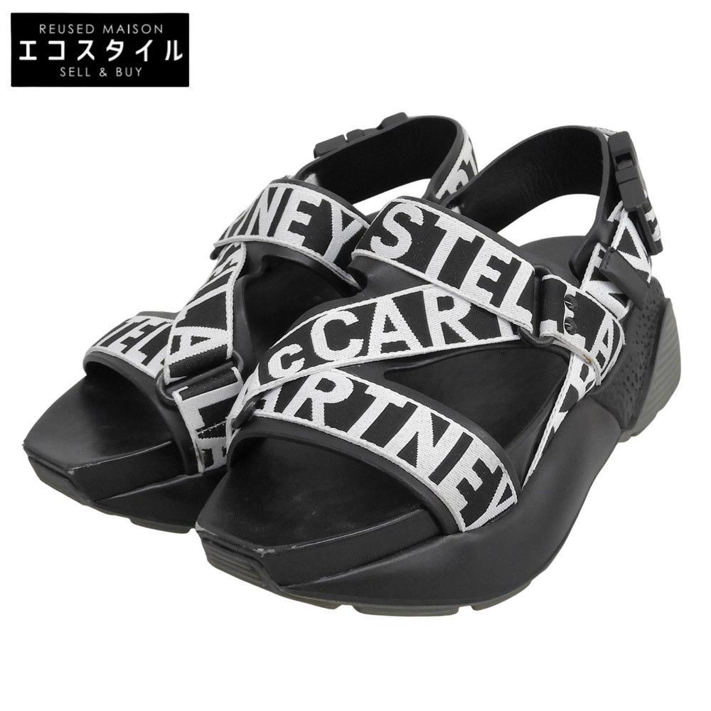 STELLA McCARTNEY ステラマッカートニー ロゴテープ テックプラットフォームサンダル シューズ レディース 黒 ブラック 38 シューズ