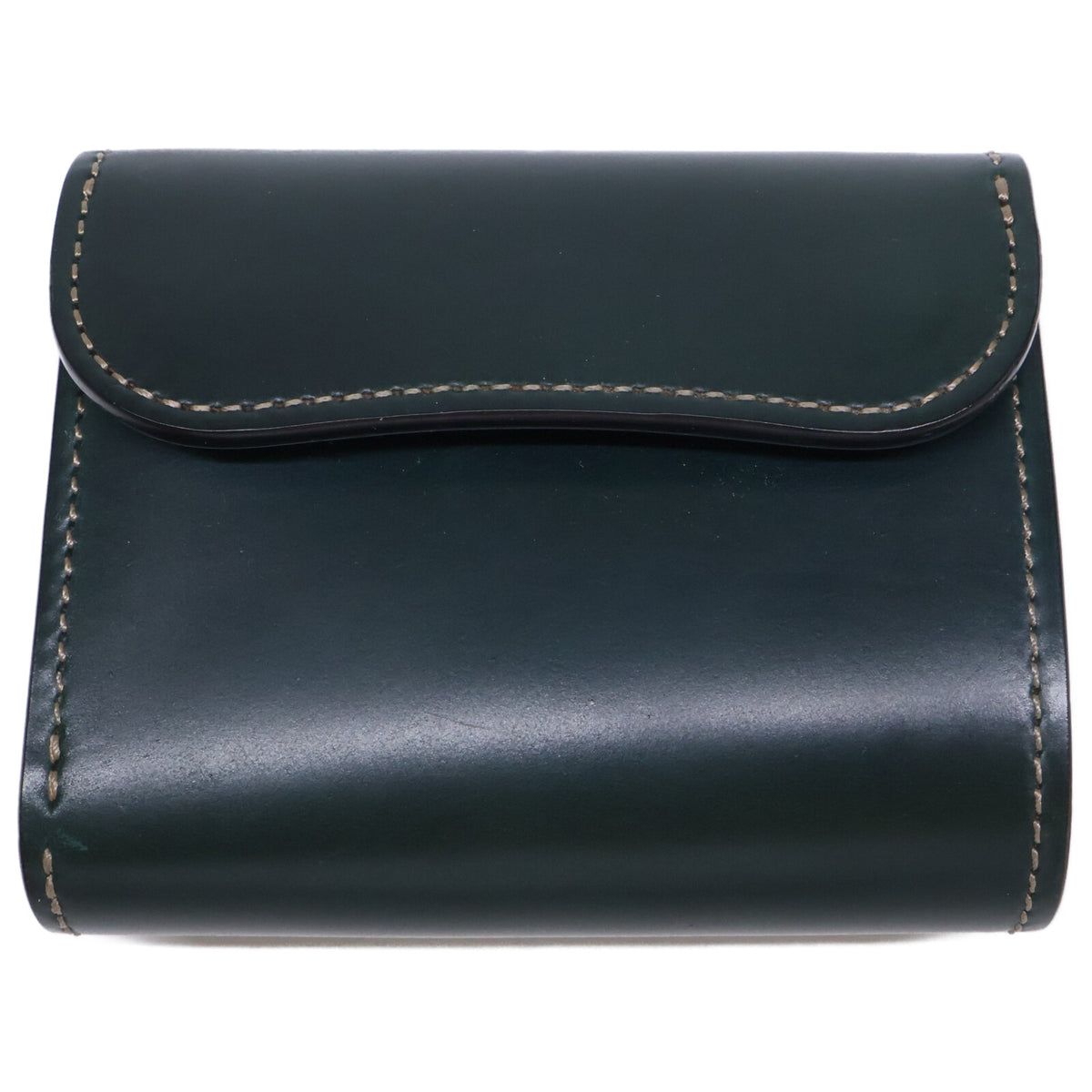 WILDSWANS ワイルドスワンズ 【美品】CSS-ENO/HC/GRN x SD/BK イーノ シェルコードバン/サドルプルアップ 小型3つ折り財布 三つ折り財布（小銭入れあり）