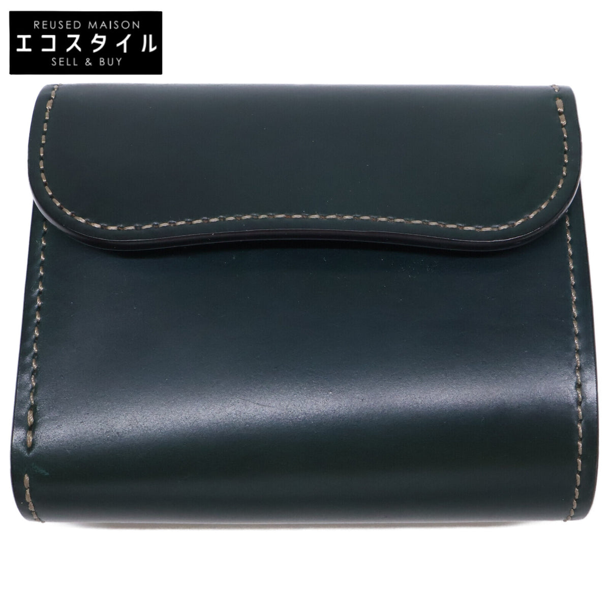 WILDSWANS ワイルドスワンズ 【美品】CSS-ENO/HC/GRN x SD/BK イーノ シェルコードバン/サドルプルアップ 小型3つ折り財布 三つ折り財布（小銭入れあり）