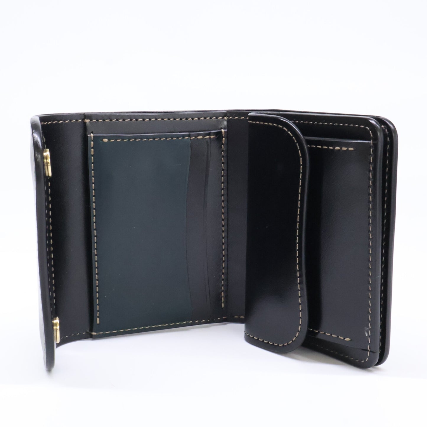 WILDSWANS ワイルドスワンズ 【美品】CSS-ENO/HC/GRN x SD/BK イーノ シェルコードバン/サドルプルアップ 小型3つ折り財布 三つ折り財布（小銭入れあり）