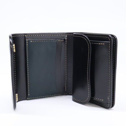 WILDSWANS ワイルドスワンズ 【美品】CSS-ENO/HC/GRN x SD/BK イーノ シェルコードバン/サドルプルアップ 小型3つ折り財布 三つ折り財布（小銭入れあり）