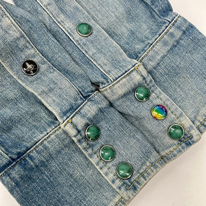 HYSTERIC GLAMOUR Hysteric Glamour 0213AH06 Vintage-Finished Embroidered Western Denim Shirt Top