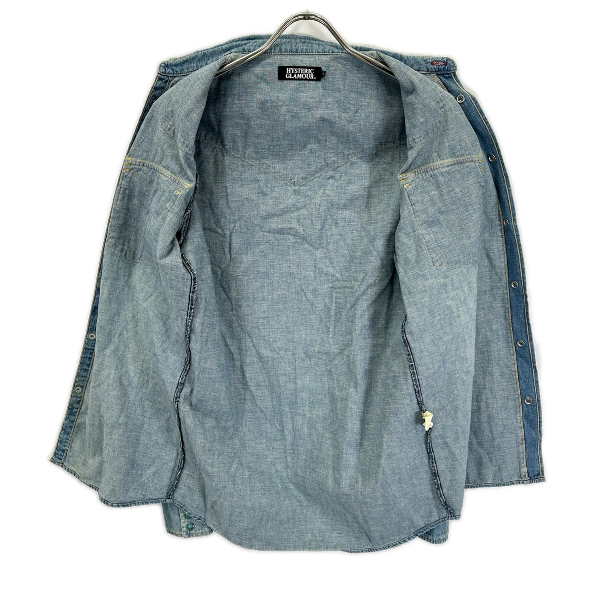 HYSTERIC GLAMOUR Hysteric Glamour 0213AH06 Vintage-Finished Embroidered Western Denim Shirt Top