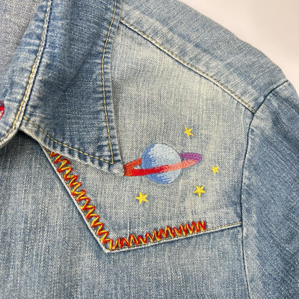 HYSTERIC GLAMOUR ヒステリックグラマー 0213AH06 ヴィンテージ加工 刺繍 ウエスタンデニムシャツ トップス