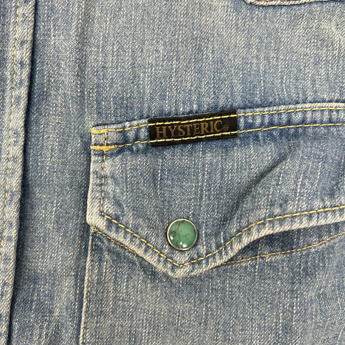 HYSTERIC GLAMOUR Hysteric Glamour 0213AH06 Vintage-Finished Embroidered Western Denim Shirt Top