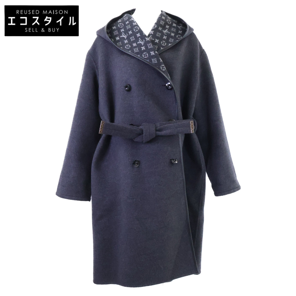 LOUIS VUITTON ルイヴィトン 【美品/国内正規/23年製】FPCX14QWE ウールｘシルク ベルト付 ダブルブレスト コート