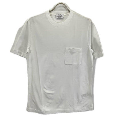 HERMES エルメス 32-5705 ホワイト H刺繍 クルーネック ポケットTシャツ トップス