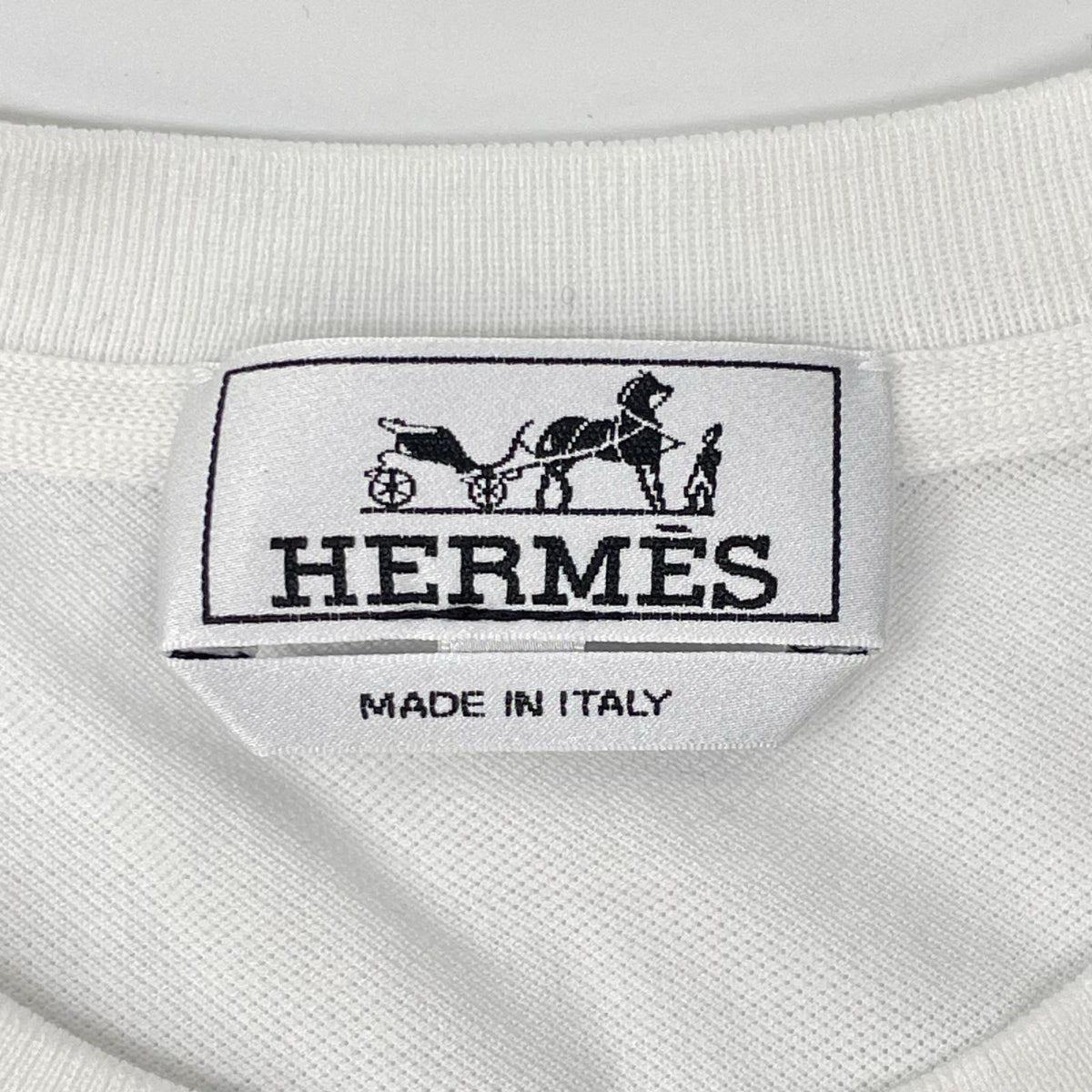 HERMES エルメス 32-5705 ホワイト H刺繍 クルーネック ポケットTシャツ トップス