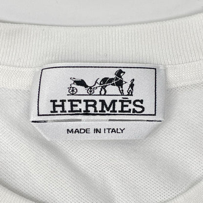HERMES エルメス 32-5705 ホワイト H刺繍 クルーネック ポケットTシャツ トップス