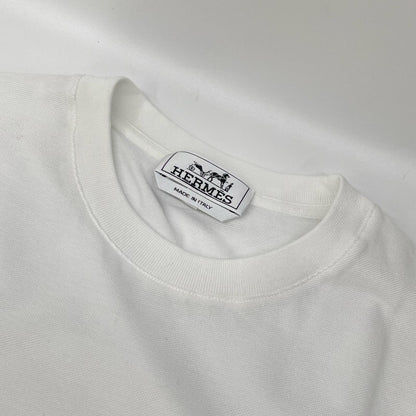 HERMES エルメス 32-5705 ホワイト H刺繍 クルーネック ポケットTシャツ トップス