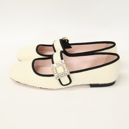 RogerVivier ロジェヴィヴィエ 【新品同様】クリスタルバックル ツイード フラットシューズ シューズ
