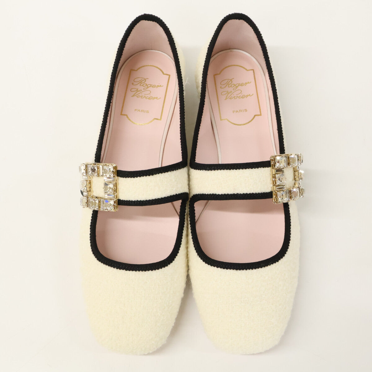 RogerVivier ロジェヴィヴィエ 【新品同様】クリスタルバックル ツイード フラットシューズ シューズ