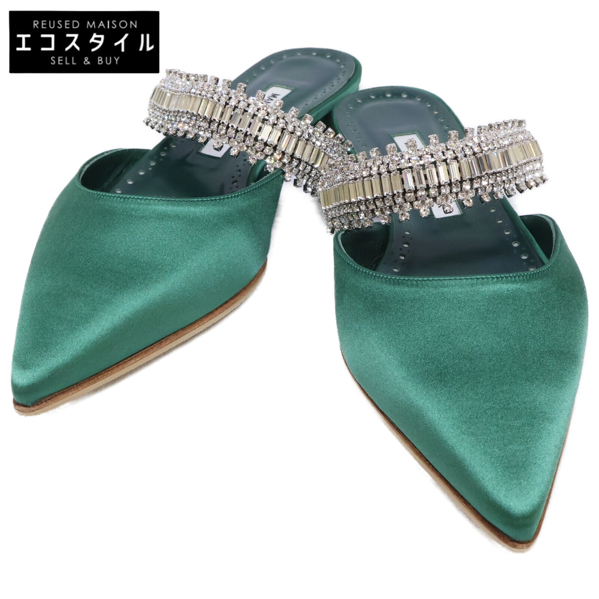 MANOLO BLAHNIK マノロブラニク 【新品同様】LUTARA FLAT ビジューストラップ フラットパンプス シューズ
