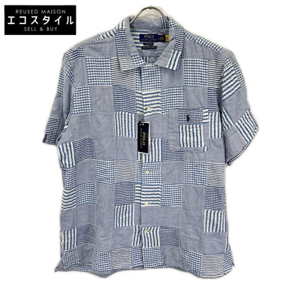 POLObyRalphLauren ポロラルフローレン 26SS クラシックフィット ブルー パッチワーク チェック 半袖シャツ トップス