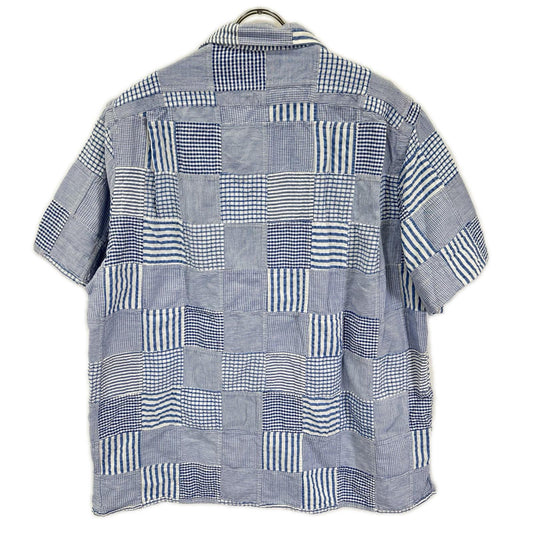 POLObyRalphLauren ポロラルフローレン 26SS クラシックフィット ブルー パッチワーク チェック 半袖シャツ トップス