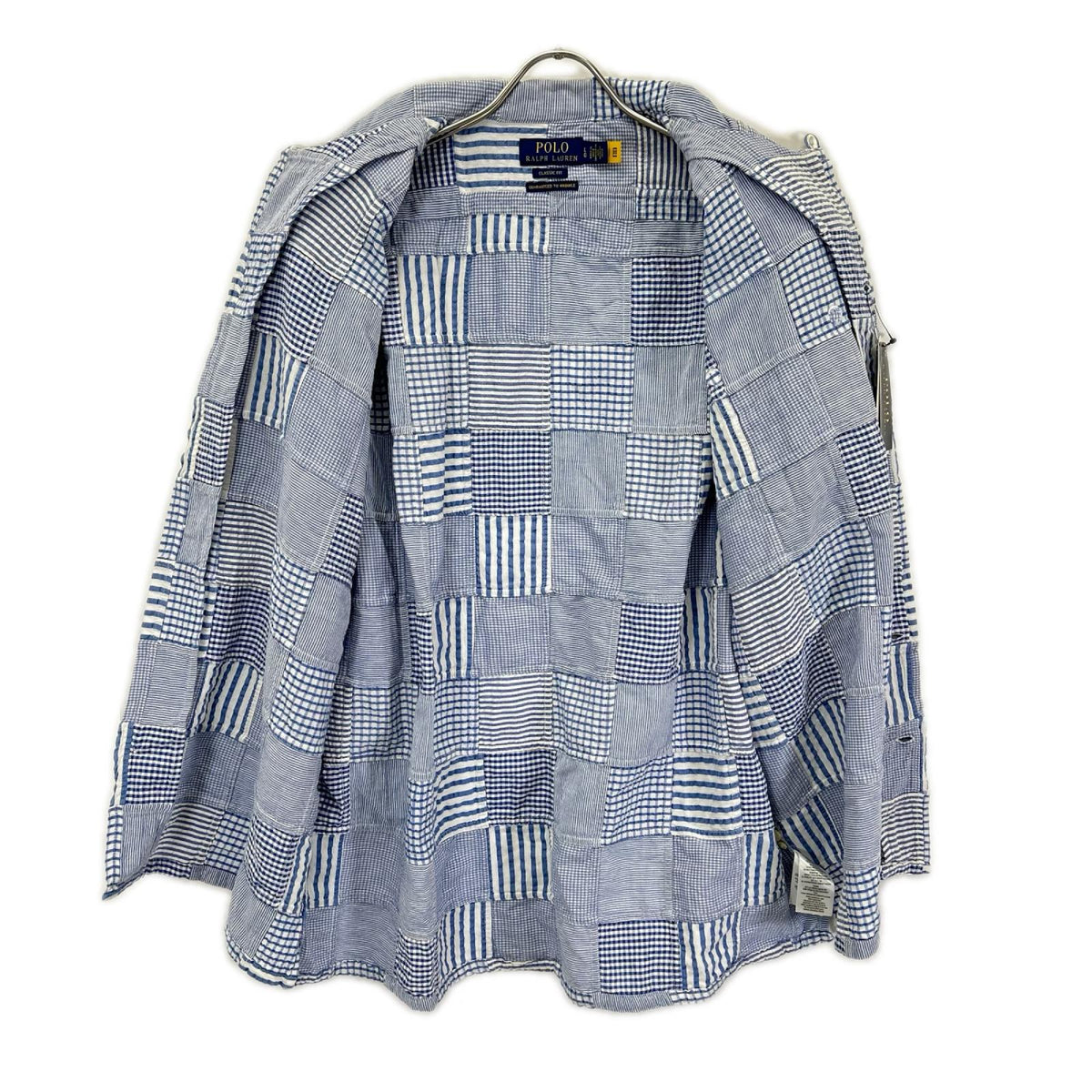 POLObyRalphLauren ポロラルフローレン 26SS クラシックフィット ブルー パッチワーク チェック 半袖シャツ トップス