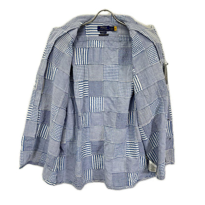 POLObyRalphLauren ポロラルフローレン 26SS クラシックフィット ブルー パッチワーク チェック 半袖シャツ トップス