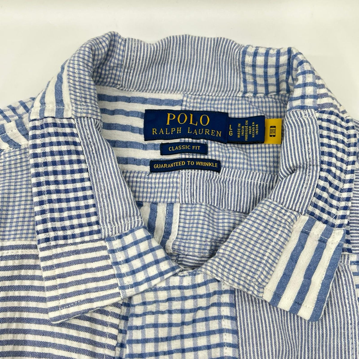 POLObyRalphLauren ポロラルフローレン 26SS クラシックフィット ブルー パッチワーク チェック 半袖シャツ トップス
