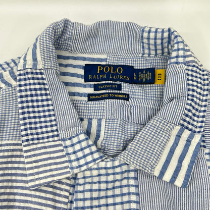 POLObyRalphLauren ポロラルフローレン 26SS クラシックフィット ブルー パッチワーク チェック 半袖シャツ トップス