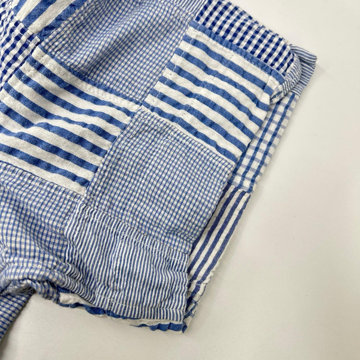 POLObyRalphLauren ポロラルフローレン 26SS クラシックフィット ブルー パッチワーク チェック 半袖シャツ トップス