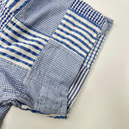 POLObyRalphLauren ポロラルフローレン 26SS クラシックフィット ブルー パッチワーク チェック 半袖シャツ トップス
