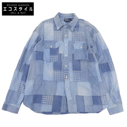 POLObyRalphLauren ポロラルフローレン 美品 クラシックフィット パッチワーク チェックシャツ トップス メンズ ブルー L 26SS トップス