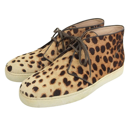 CHRISTIAN LOUBOUTIN クリスチャンルブタン チャッカ スニーカー レオパード柄 ハラコレザー シューズ メンズ ベージュ/ブラウン 41 シューズ
