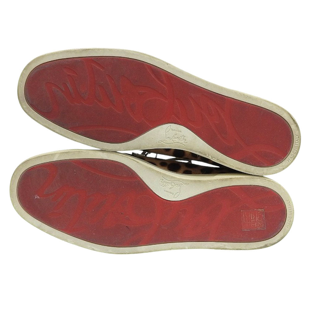 CHRISTIAN LOUBOUTIN クリスチャンルブタン チャッカ スニーカー レオパード柄 ハラコレザー シューズ メンズ ベージュ/ブラウン 41 シューズ