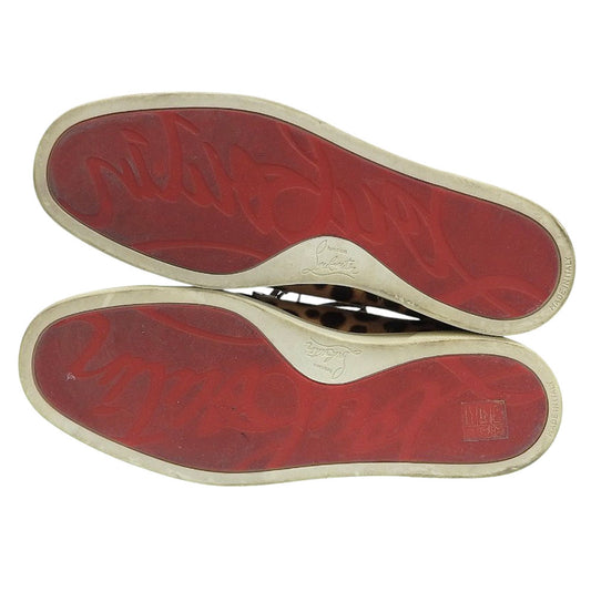 CHRISTIAN LOUBOUTIN クリスチャンルブタン チャッカ スニーカー レオパード柄 ハラコレザー シューズ メンズ ベージュ/ブラウン 41 シューズ