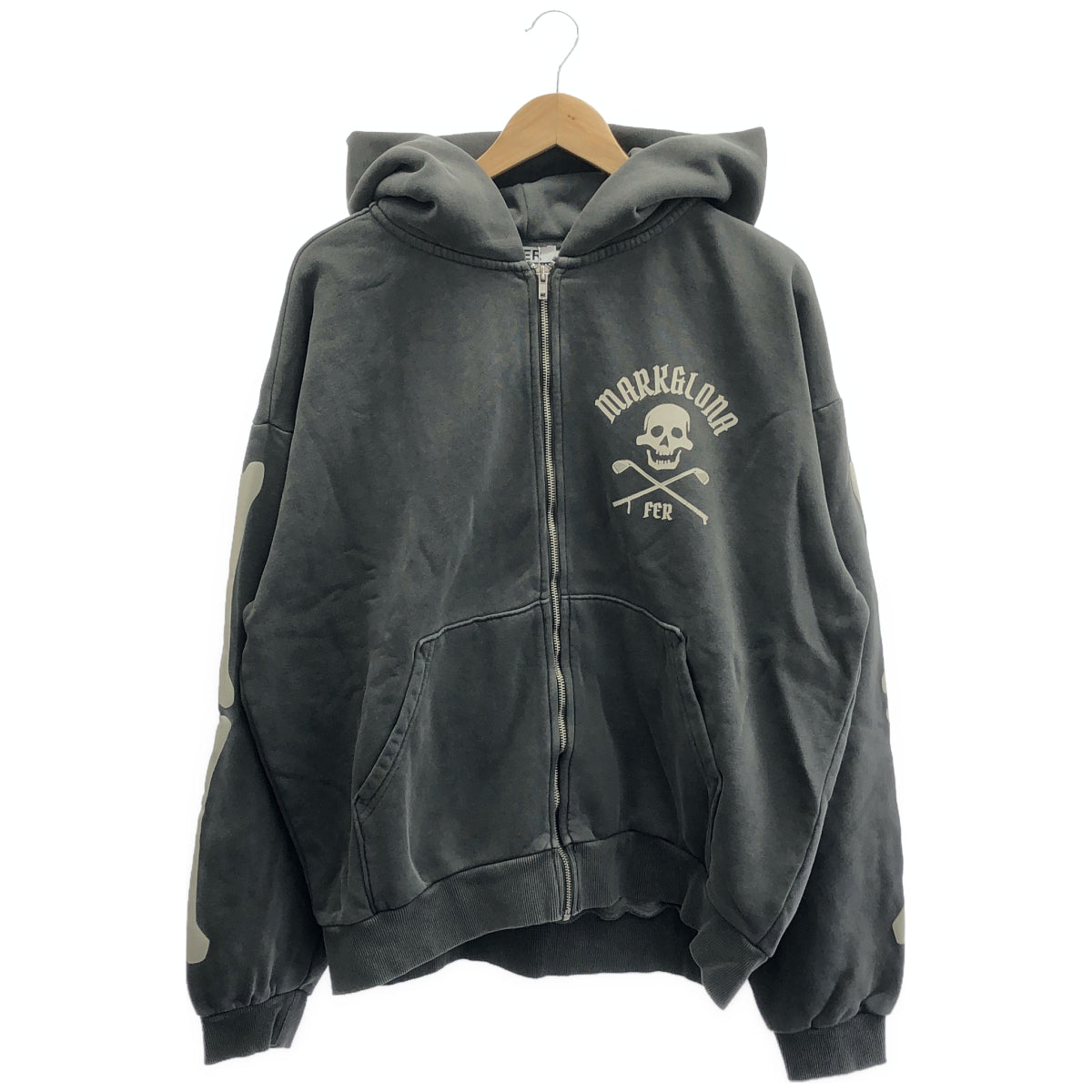 MARK&LONA マークアンドロナ MFM-6A-AD20 グレー Johnson Skull Vintage Zip Hoodie トップス