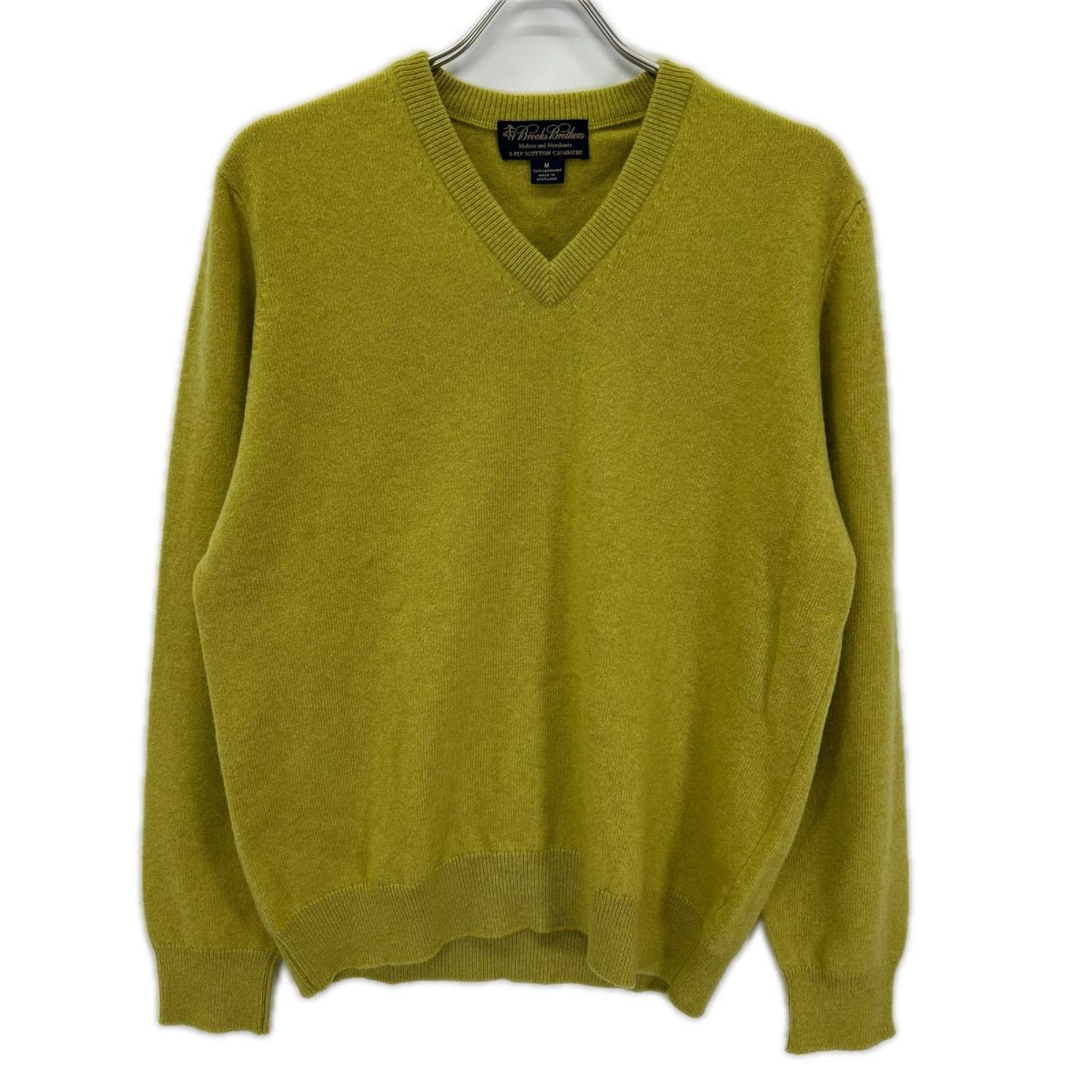 BrooksBrothers ブルックスブラザーズ ライムイエロー系 カシミヤ Vネック ニット トップス