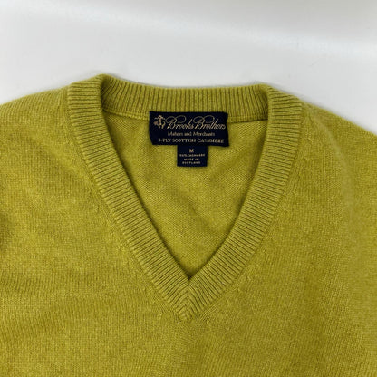 BrooksBrothers ブルックスブラザーズ ライムイエロー系 カシミヤ Vネック ニット トップス