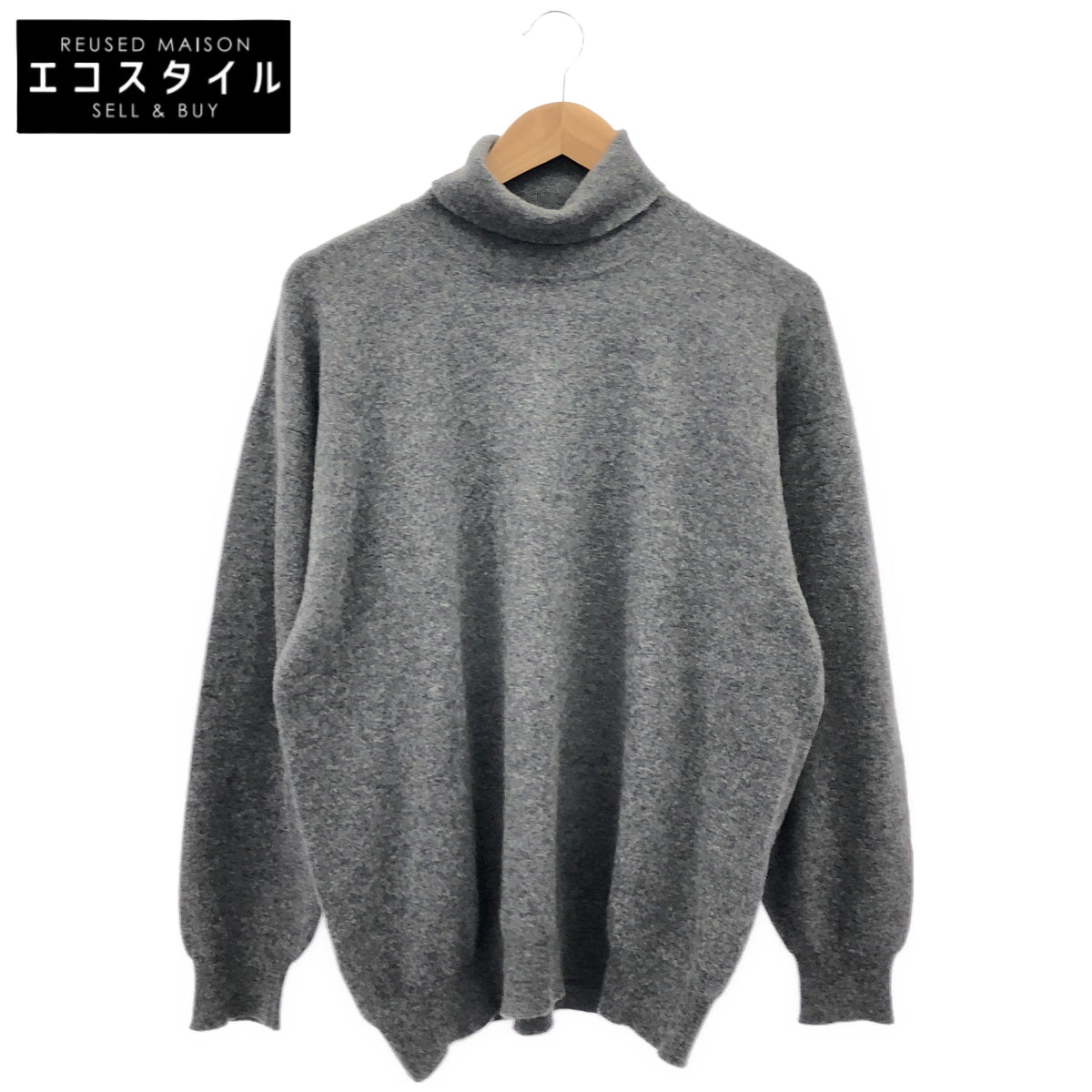 JAEGER イエーガー グレー カシミヤ タートルネック ニット トップス